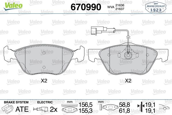 VALEO 670990 | Fren Balata Ön Marea-Brava-Vo 2.0-2.4 + Fs