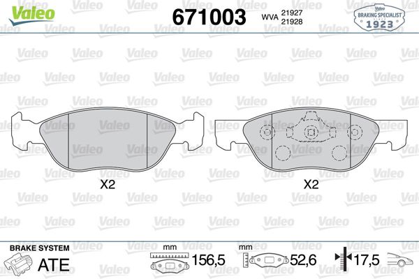 VALEO 671003 | Fren Balata Ön 00-Punto