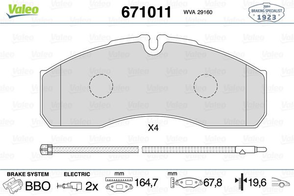 VALEO 671011 | Fren Balatası Ön Wva 29160 Iveco Dally 01-06