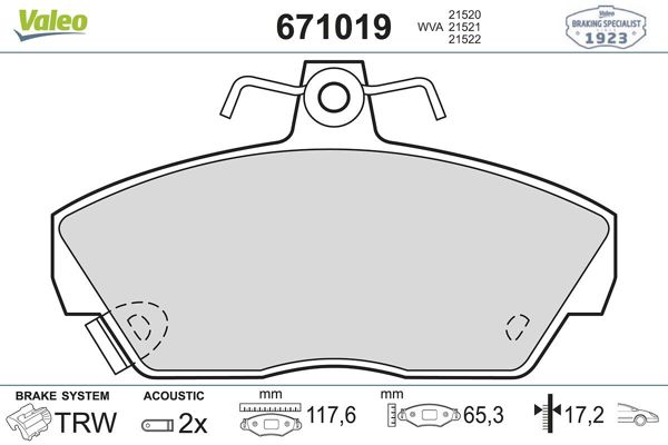 VALEO 671019 | Fren Balatası Arka Rover 214 1.4 90-99 218 1.8D 91-95 414 1.4 90-95