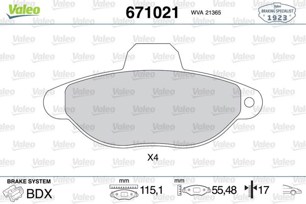 VALEO 671021 | Fren Balatası Ön Cınquecento 0.7 0.9 91-98