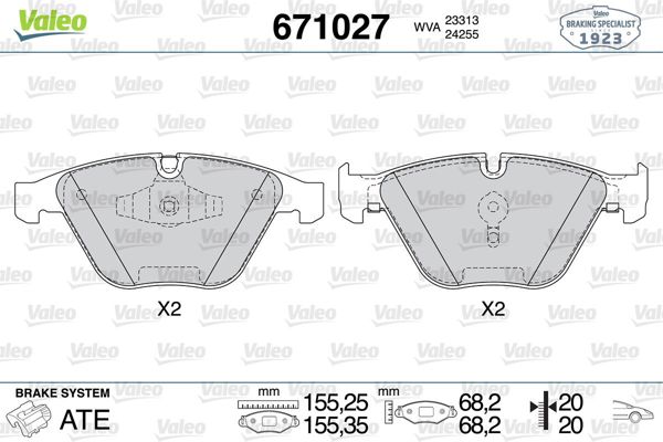 VALEO 671027 | Ön Fren Balatası BMW E90 E91 E92 E93