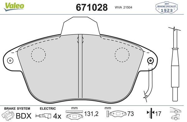 VALEO 671028 | Fren Balatası Ön Wva 21507 Peugeot 605 Citroen Xm 3.0