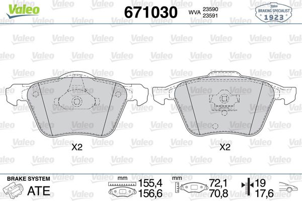 VALEO 671030 | Fren Balatası Ön Volvo Xc90 03-14 16