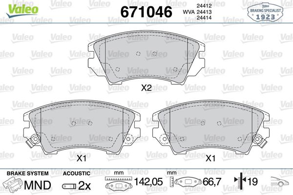 VALEO 671046 | Fren Balatası Opel Astra J / Insignia (17 Jant) Ön