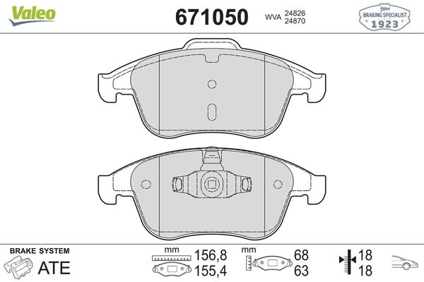 VALEO 671050 | Fren Balata Ön 08-Laguna.III-Coupe-Latitude-Scenic.III 2.0-3.0İ-DCI Gt 178-204Hp