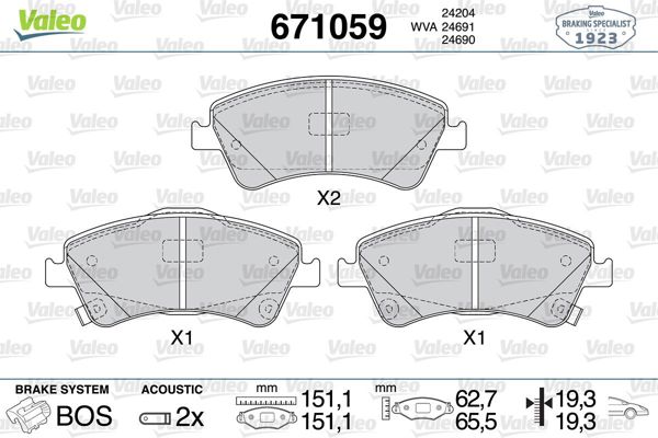 VALEO 671059 | Fren Balata Ön 09-Avensis-Corolla.Verso