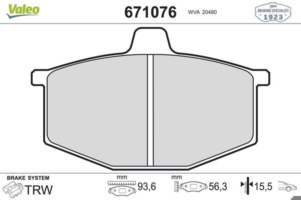 VALEO 671076 | Fren Balatası Ön Renault 4 76-93 Renault 5 72-86