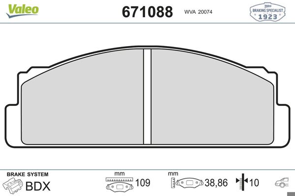 VALEO 671088 | Fren Balatası Arka Autobıanchı A111 69-72 Fiat 124 125 131