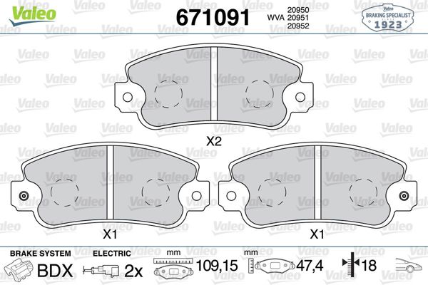 VALEO 671091 | Fren Balatası Ön Seat Ibiza 84-93 Malaga 84-93 Fiat 131 Mırafıorı 76-85 Marengo 80-85