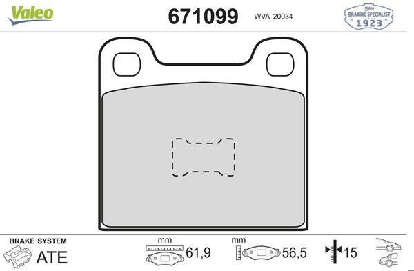 VALEO 671099 | Fren Balatası Arka Mercedes W115-W116-W123-W126