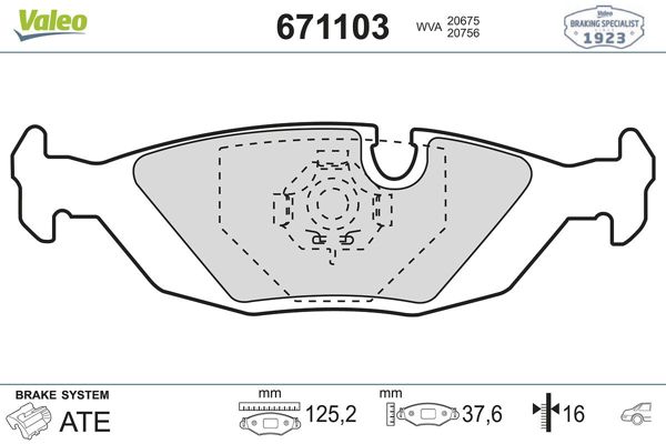 VALEO 671103 | Fren Balatası Arka BMW E30 E28 E24 Civic