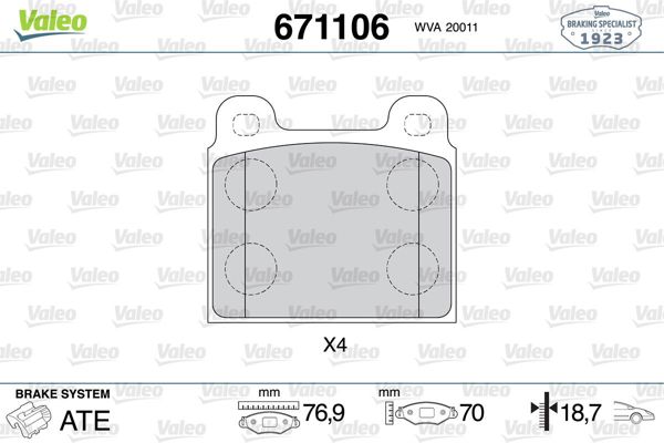 VALEO 671106 | Fren Balatası Ön Wva 20979 VW T 2
