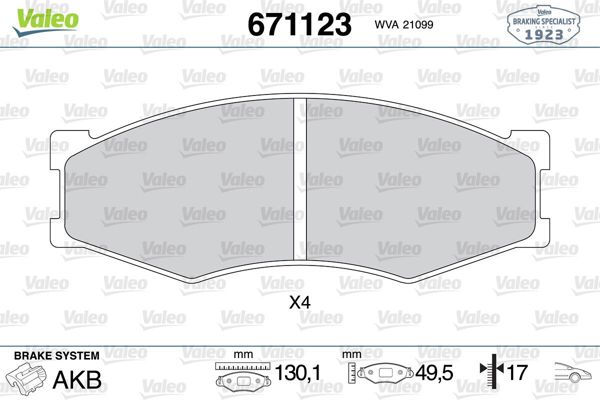 VALEO 671123 | Fren Balatası Ön-Nissan D21 1986-1997 D22 1998-2002