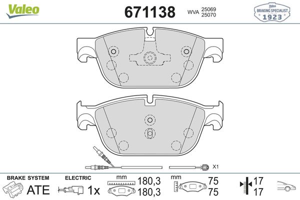 VALEO 671138 | Fren Balatası Ön Peugeot 308 10-508 Citroen C5 2 2Hdı 09 -