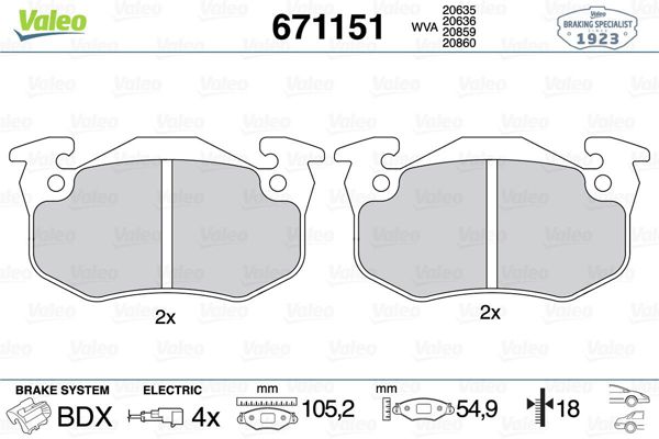 VALEO 671151 | Fren Balatası Ön Arka Citroen Bx Renault-Alpıne A310
