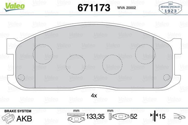 VALEO 671173 | Fren Balatası Ön Mazda: E2200