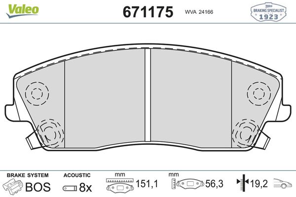 VALEO 671175 | Fren Balatası Ön Chrysler 300C 2.7 04-Lancıa Thema 3.6 3.0D 11 -
