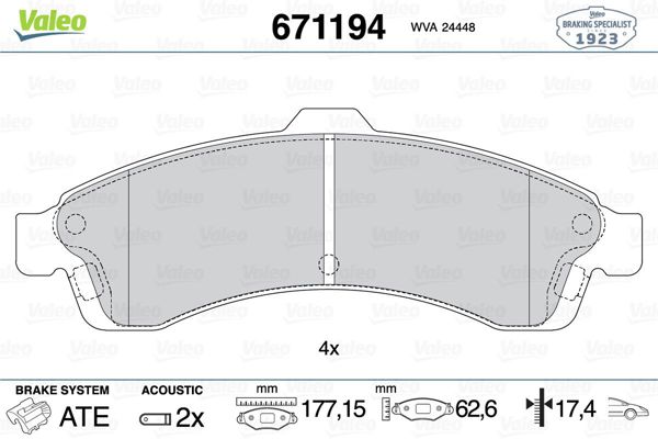 VALEO 671194 | Fren Balatası Ön-Chevrolet Blazer 5.34X409 04-08