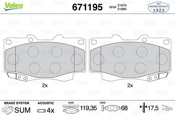 VALEO 671195 | Ön Fren Balatası Hilux Vıgo 4X4 06-11