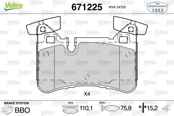 VALEO 671225 | Fren Balatası Arka Mercedes W204-W218-63 Amg Kulaklı