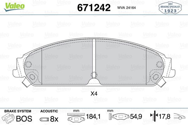 VALEO 671242 | Fren Balatası Ön Chrysler 300 C 04