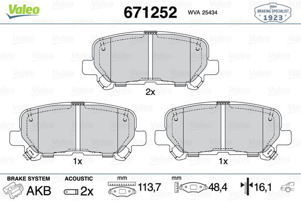 VALEO 671252 | Fren Balatası Arka Honda Pılot 3.5 09-15