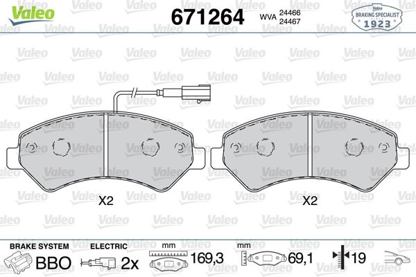 VALEO 671264 | Fren Balata Ön 07-Bxr-Dct-Jmp 1.8Kg 2.2-2.3-3.0