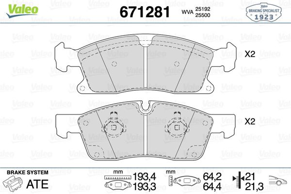VALEO 671281 | Fren Balatası Ön Mercedes W166-292
