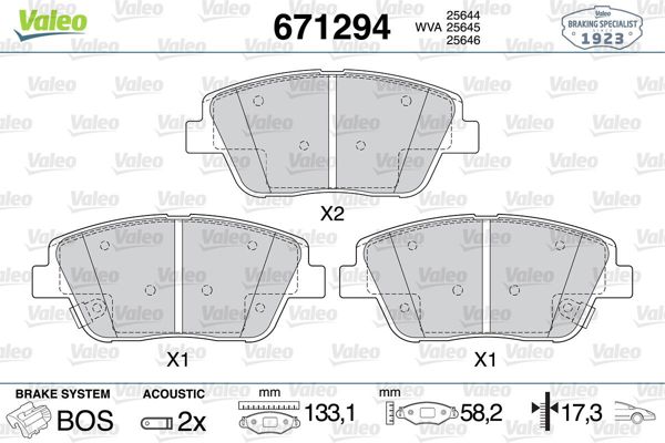 VALEO 671294 | Ön Fren Balatası Hyundai Elantra 2011- Elantra 2016- Kia Optıma 2012- Cerato 2015-