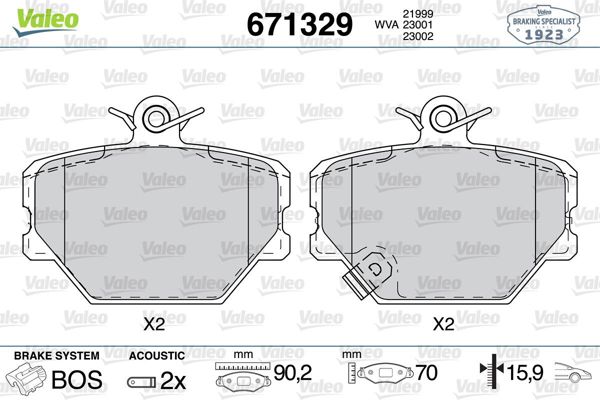 VALEO 671329 | Fren Balatası Ön Cabrıo / Fortwo