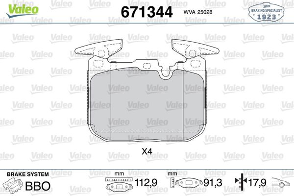 VALEO 671344 | Fren Balata Ön 13-1-Seri (F21) 2-Seri (F22-F23) 3-Seri (F30-F31-F35-F80)