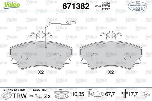 VALEO 671382 | Disk Fren Balatası (Ön) Renault Espace 01.91-10.96 | 1 Adet