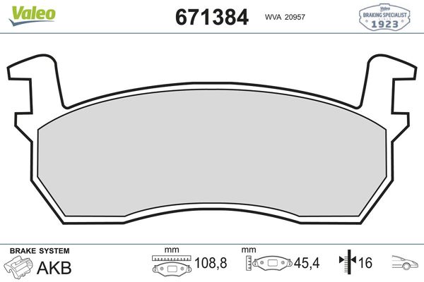 VALEO 671384 | Fren Balatası Ön-Nissan Micra-K10 82-92
