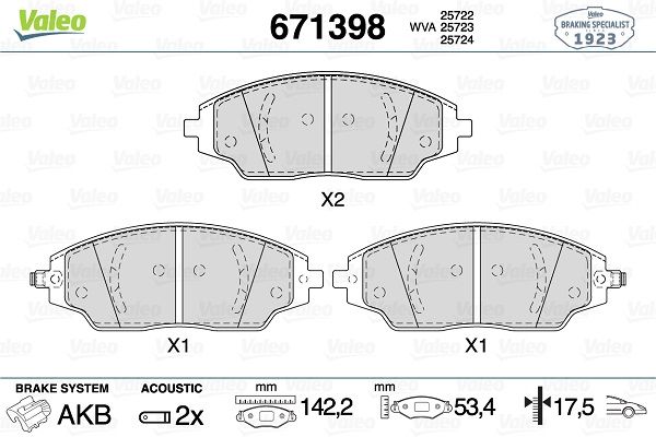 VALEO 671398 | Fren Balatası Ön 14 Inch