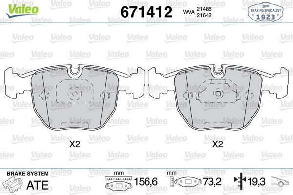 VALEO 671412 | Fren Balata Ön 95-03 BMW 5S-E39 3.0-4.0