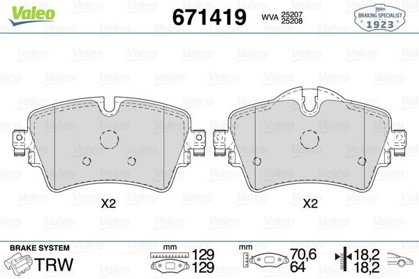 VALEO 671419 | Fren Balata Ön 13-Mini Cooper-X1
