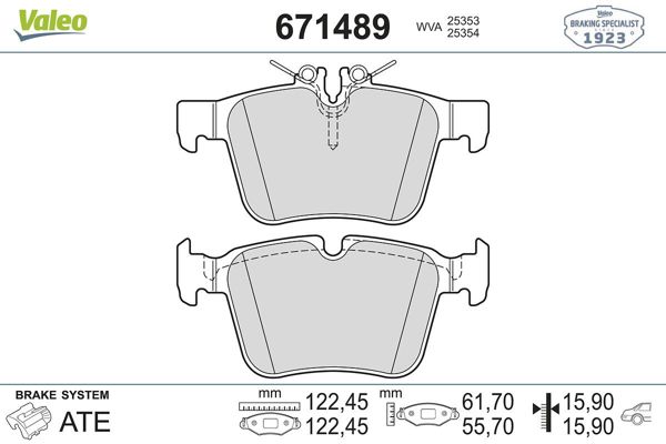 VALEO 671489 | Fren Balatası Arka C-Class W205 14-S205 14-C205 15-A205 16 -
