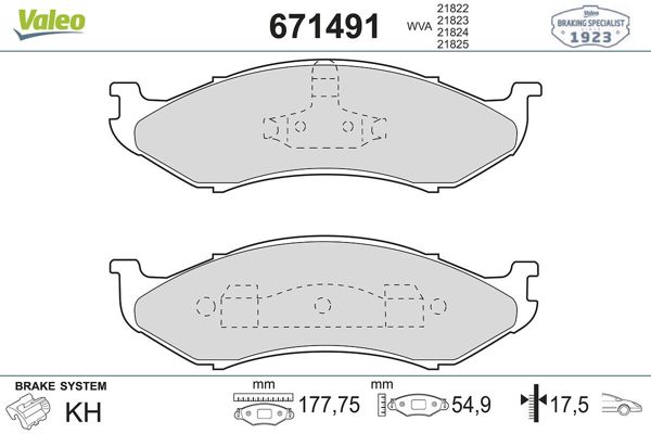 VALEO 671491 | Fren Balatası Ön Wva 21822 Jeep Cherokee 2.5 4.0
