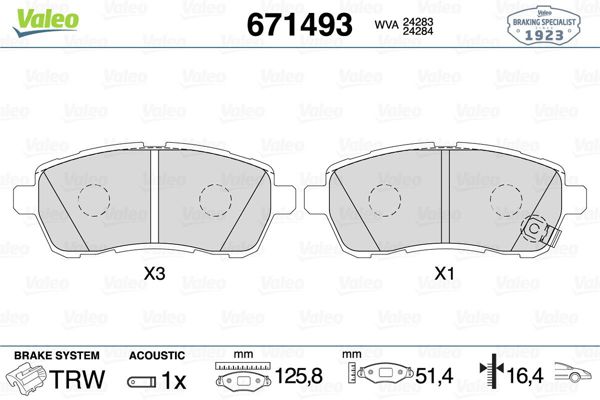 VALEO 671493 | Fren Balata Ön 09-Fiesta-Mazda.2 + Fs