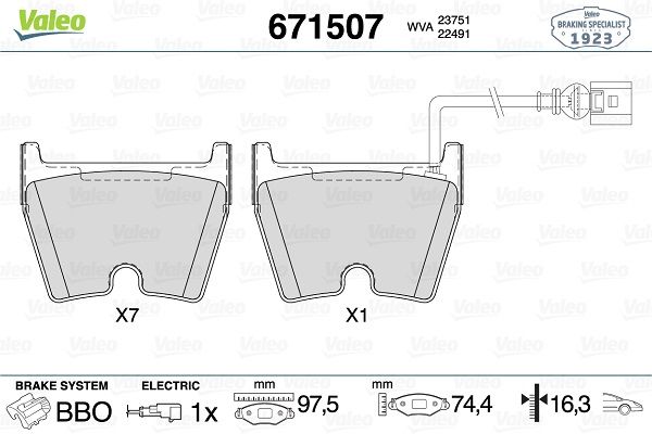 VALEO 671507 | Fren Balatası Ön Audi A3 -