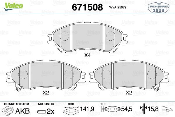 VALEO 671508 | Fren Balata Ön 14-Sx4 S-Cross-Vitara