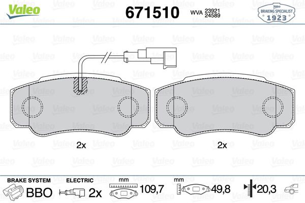 VALEO 671510 | Fren Balatası Arka Nissan Cabstar 06-Renault Trucks Maxıty 110.28 06 -