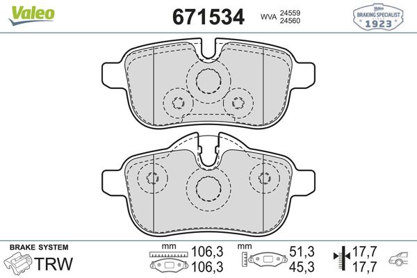 VALEO 671534 | Arka Fren Balatası BMW E89 Z4
