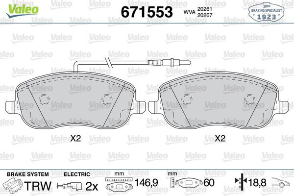 VALEO 671553 | Ön Fren Balatası C8 P807 Expert Jumpy Scudo 2.0 16V 2.0 HDI 8V (02 >) / (Fişli)