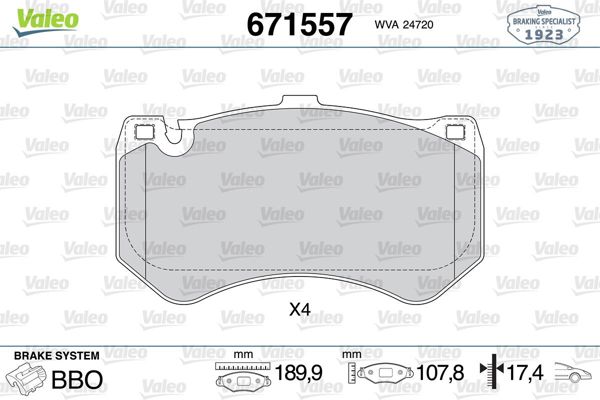VALEO 671557 | Fren Balatası Ön Mercedes Benz CLS Series 11-E Series 11-S Series 14 -