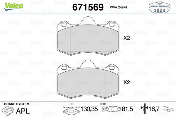 VALEO 671569 | Fren Balatası Ön Seat Ibiza 1.4 1.8 1.9D 04 -