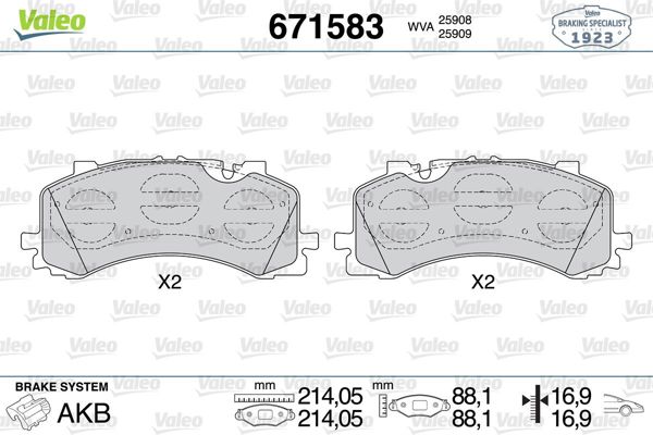 VALEO 671583 | Ön Fren Balatası Touareg A8 18-A6 A7 Q8 19-Q7 17 -