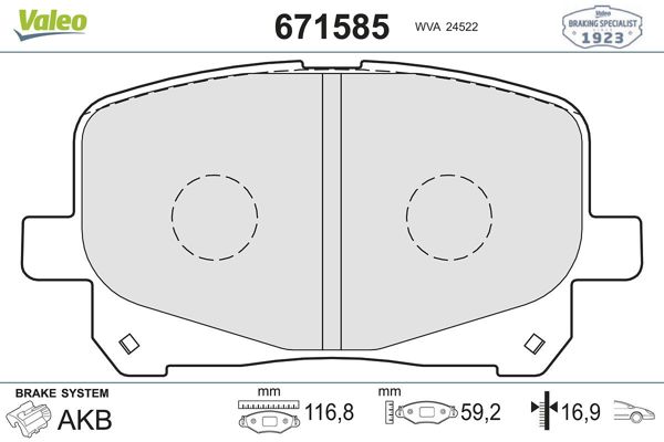 VALEO 671585 | Fren Balatası Ön Toyota Prevıa 2.4 2.0D 00-05