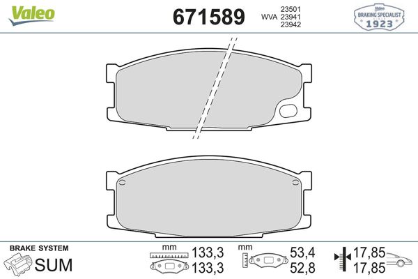 VALEO 671589 | Fren Balatası Ön Mitsubishi Canter Fb35 2.5D 93-96 Fb35 3.0D 01-05